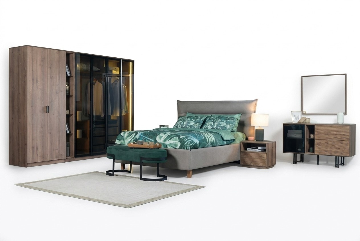 Bedroom set loft design bed wardrobe beds chest of drawers bedside table 5 pcs