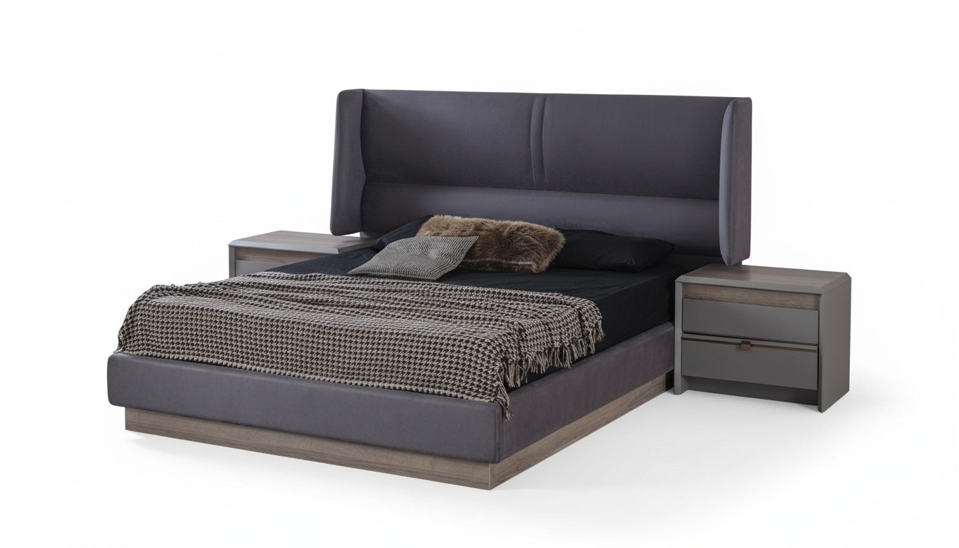 Bedroom Set Luxury Complete Bed 2x Bedside Table Modern 3pcs New