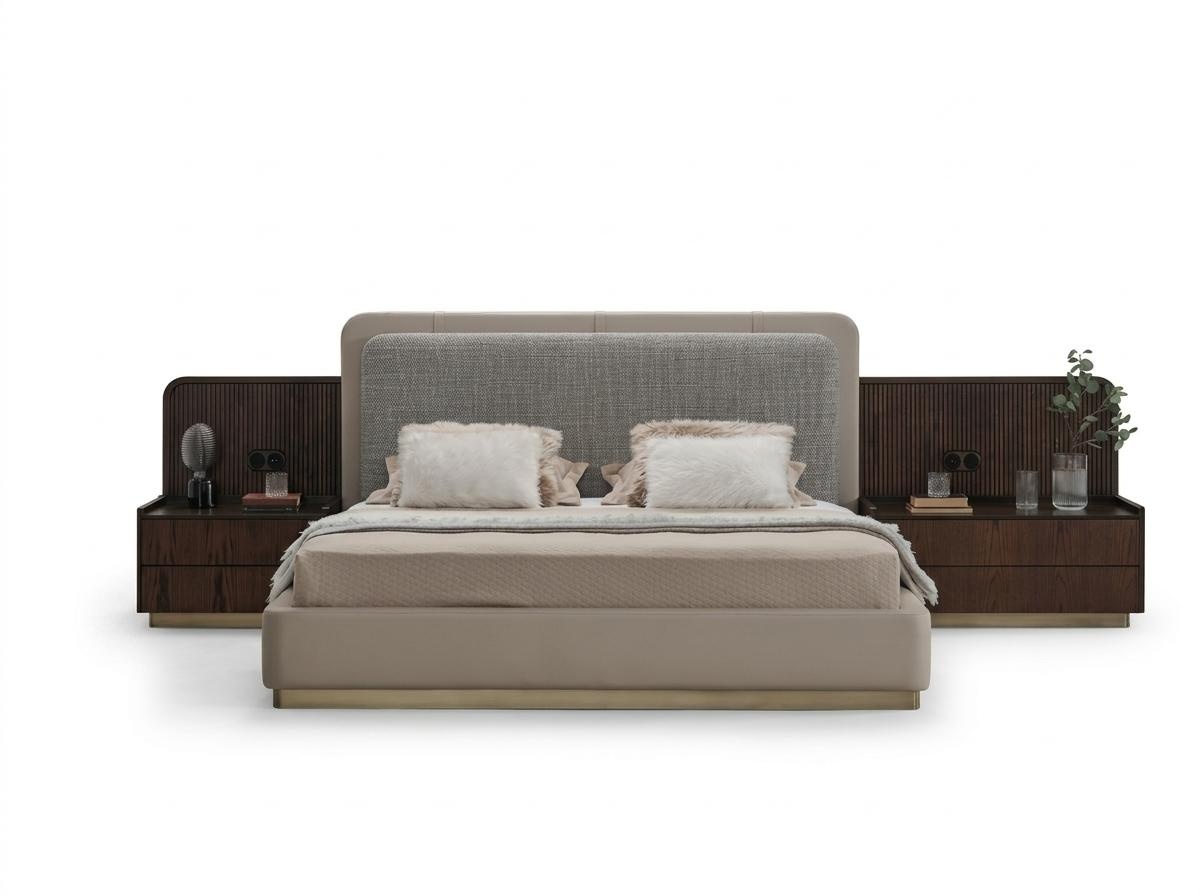 Bedroom Set Luxury Complete Bed +2x Bedside Tables 3 pcs Modern Set