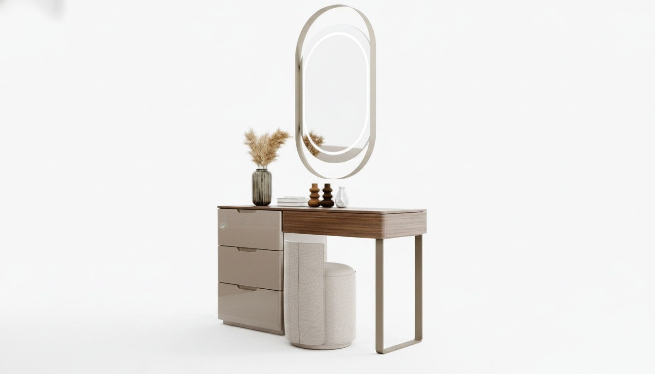 Luxury bedroom set dressing table and mirror stool design new 3-piece