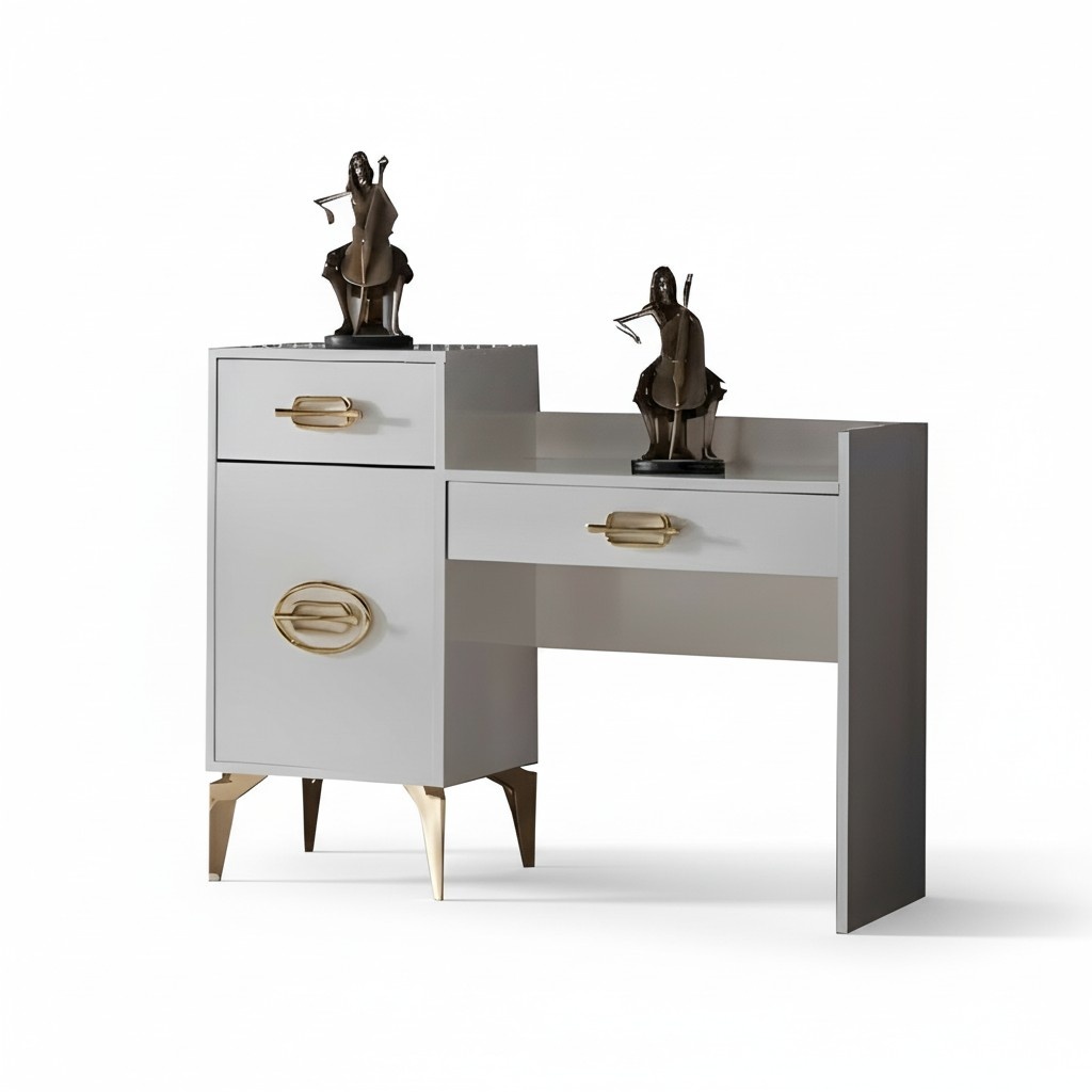 Bedroom set vanity elegant cosmetic table makeup table white 2-piece.