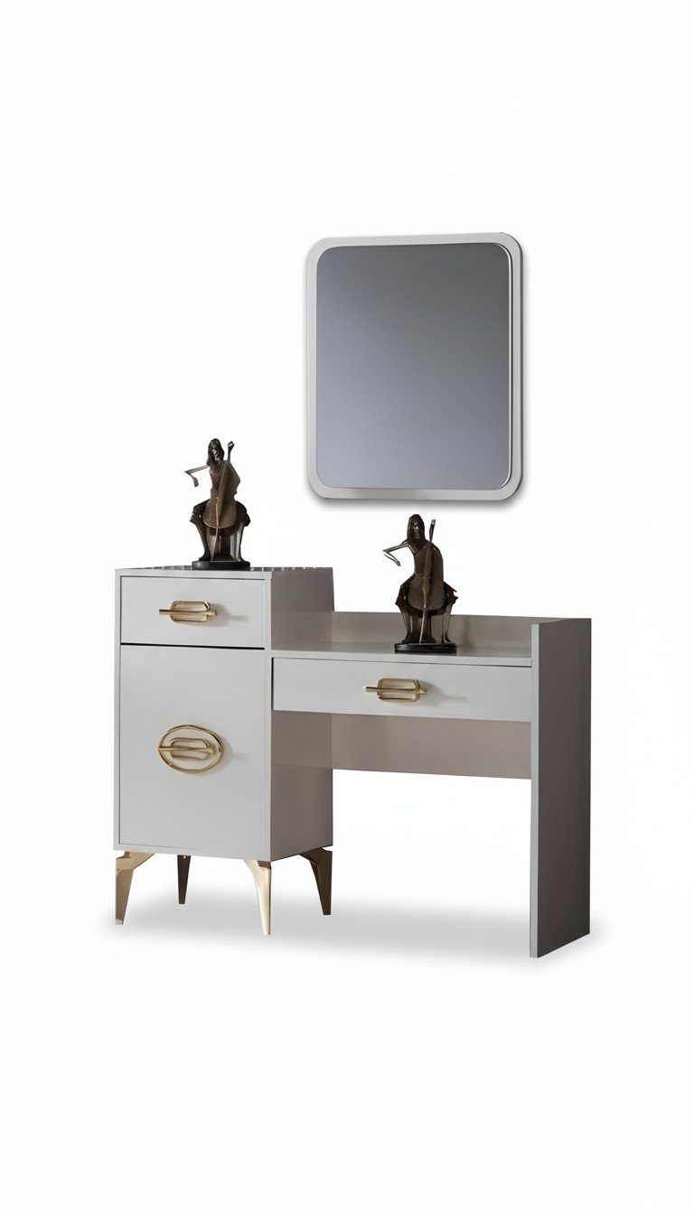 Bedroom set vanity table with mirror cosmetic table makeup table white 2-piece.