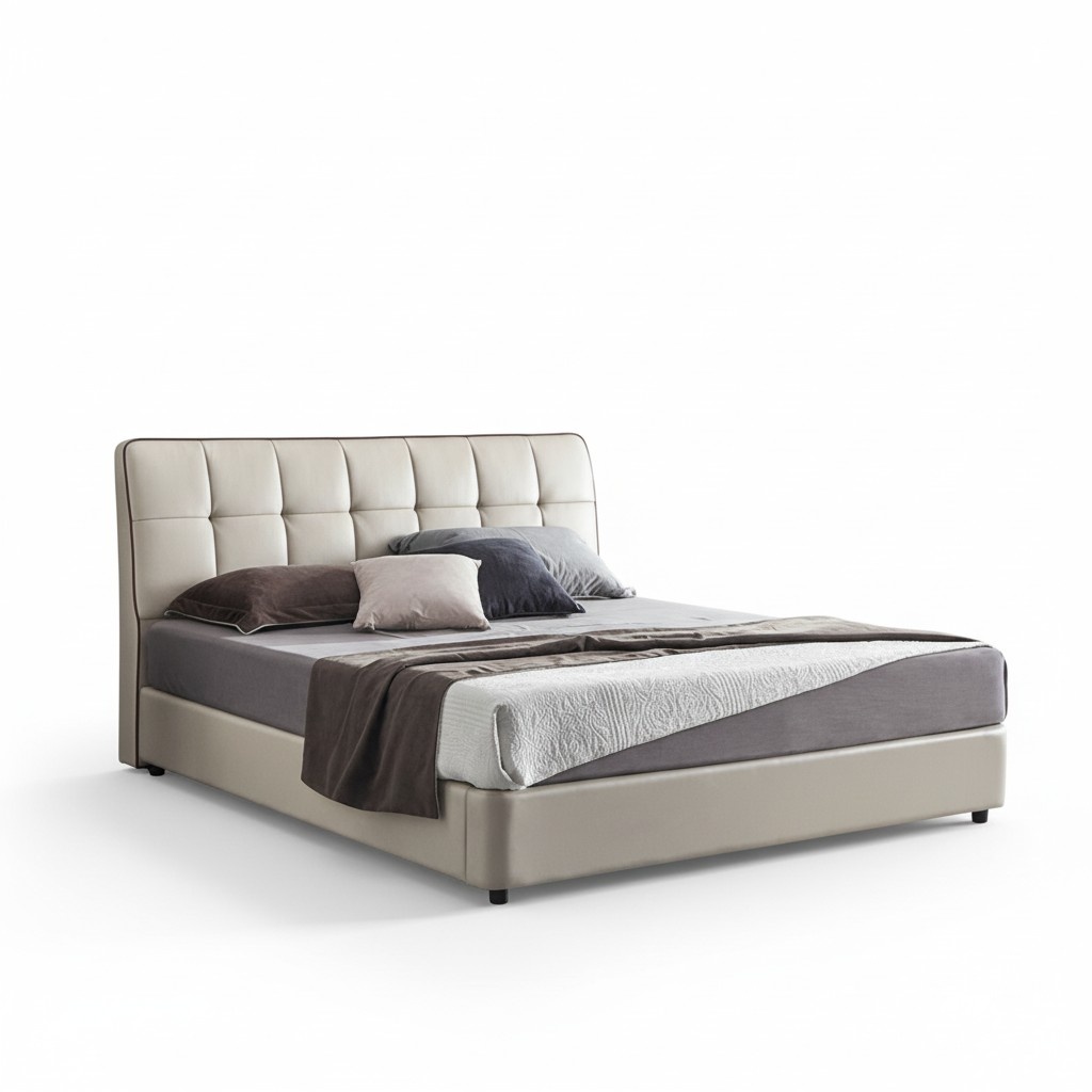 Beds Designer Double Bed Marriage Bed 180x200cm Leather Bed Light Upholstered Bed Bed