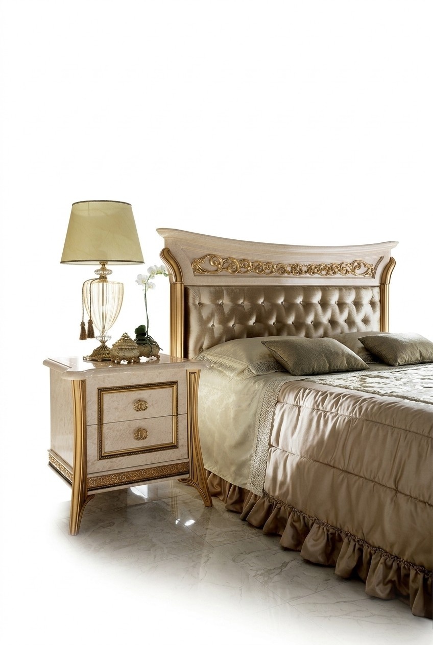 Bedroom bedside console with 2 swing doors in antique style italian furniture arredoclassic™