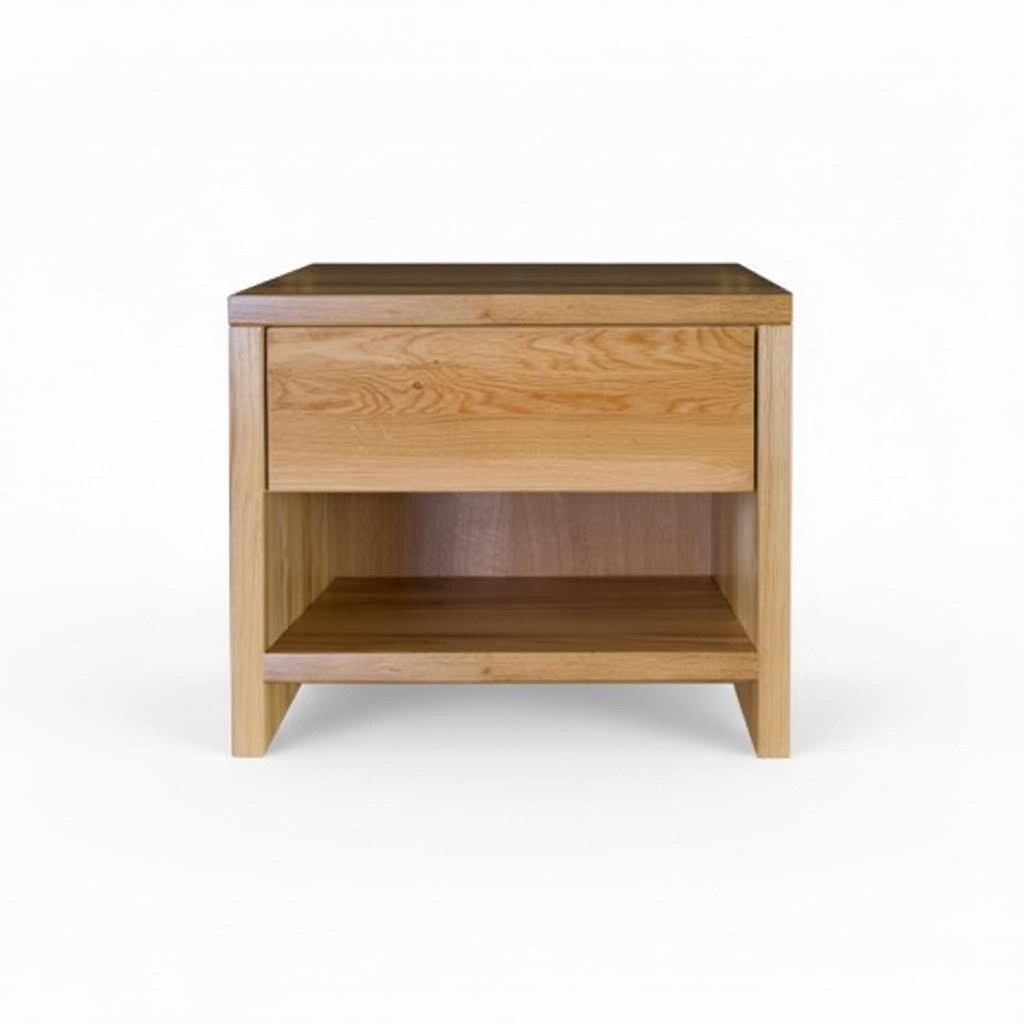 Bedside cabinet bedside table night console 1 drawer solid wood shelf console oak