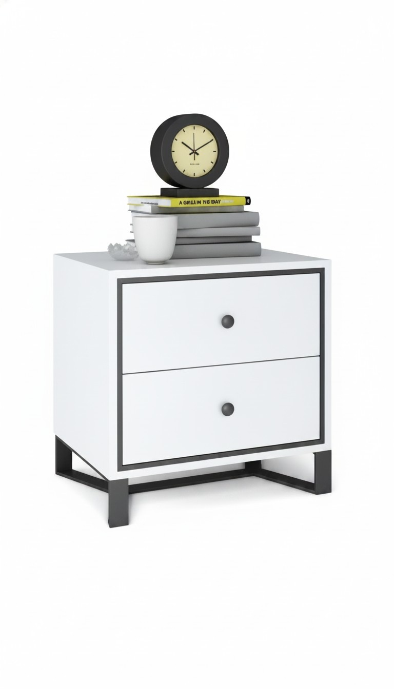 Nightstand Chest of Drawers Side Table High Gloss Gold Stainless Steel Console