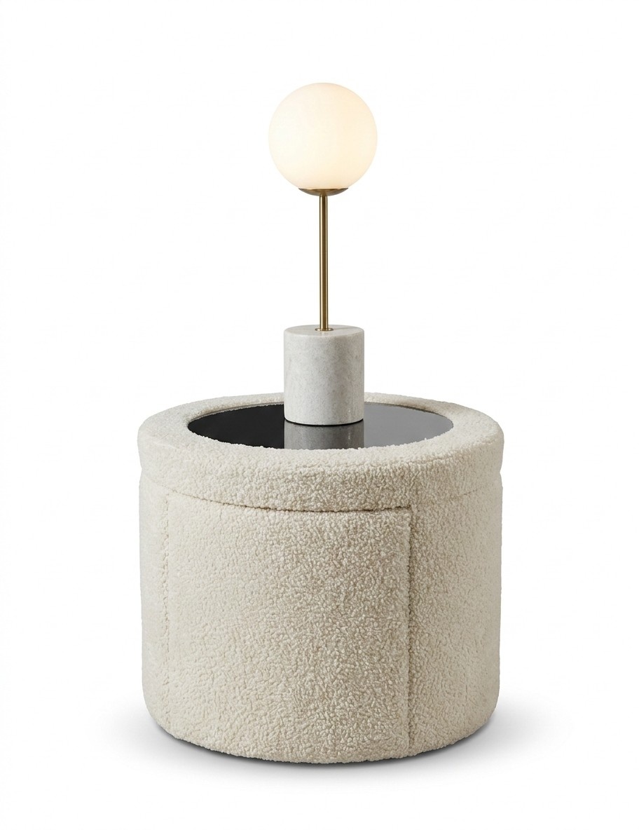 Bedside Table White Round Elegant Bedroom Luxury Wood Modern Bedside