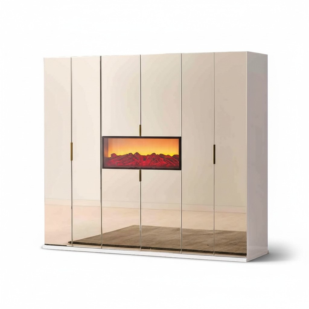 Beige bedroom wardrobe designer closet noble wooden cabinets