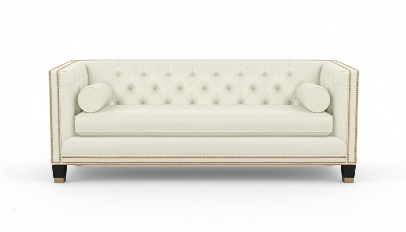 Beige Chesterfield Sofa Furniture Leather Living Room Modern Design Couches Sofas New