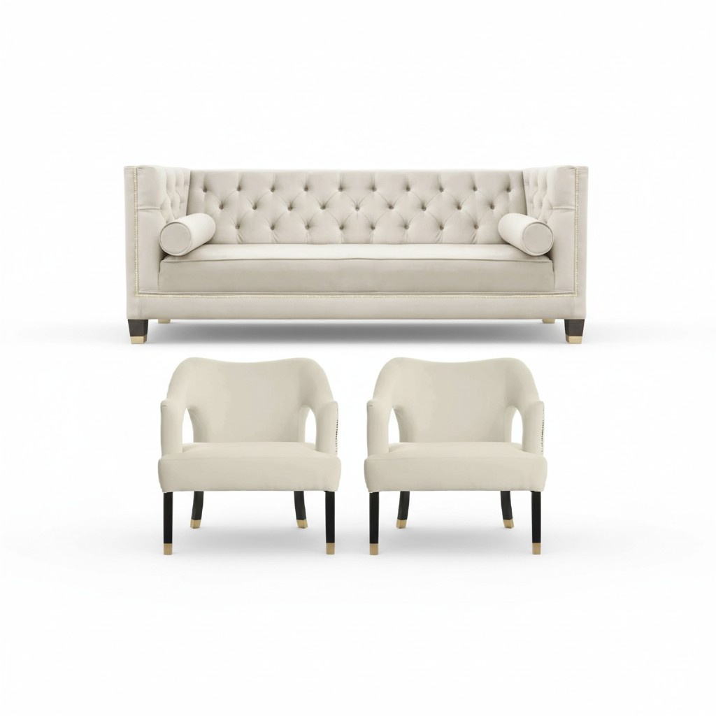 Beige Chesterfield Couch Velvet Sofa Sofa Set Couches Sofas Upholstered 311 Seater