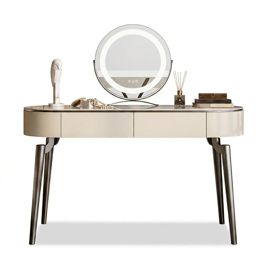 Beige cosmetic table designer bedroom furniture elegant dressing table