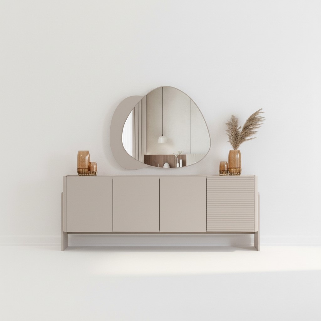 Beige designer sideboard luxurious dining room sideboard elegant wooden furniture