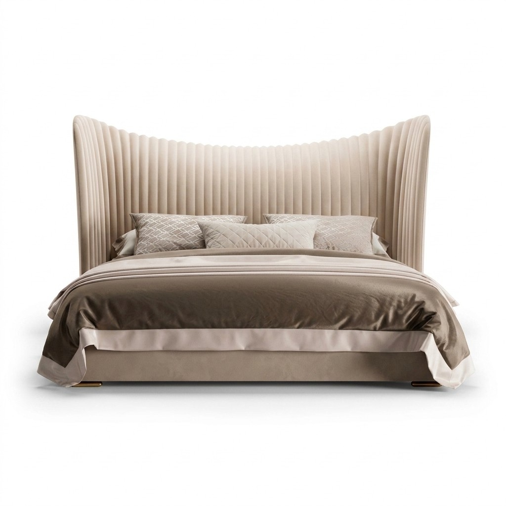 Beige Double Bed Designer Wooden Beds Bed Frames Bedroom Furniture Bed