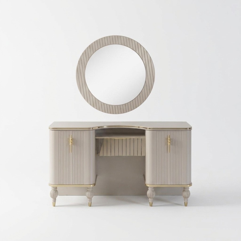 Beige dressing table Designer dressing table Cosmetic table mirror