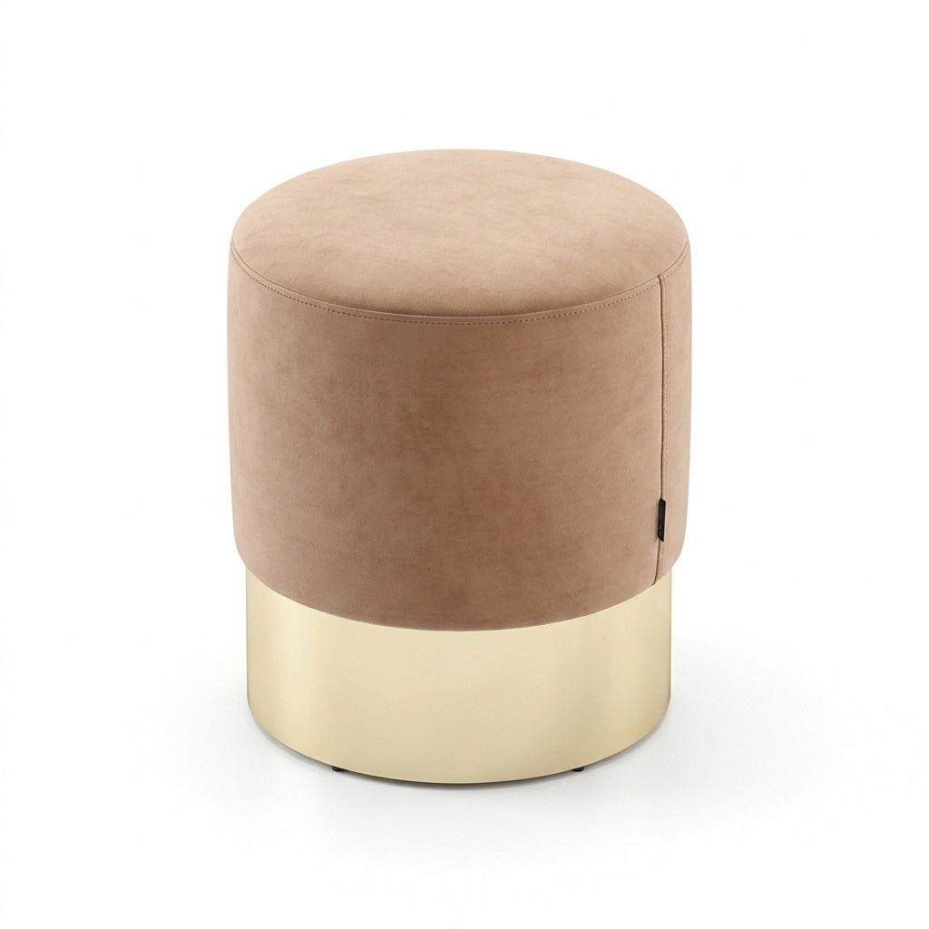 Beige footrest designer pouf side stool upholstered furniture textile
