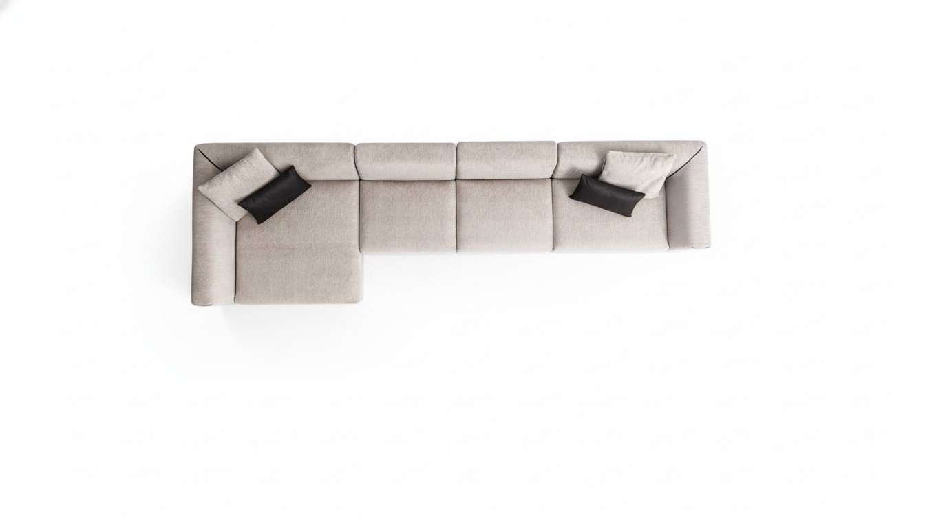 Beige L-Shaped Corner Sofa Living Room Couch Textile Desginer Modern