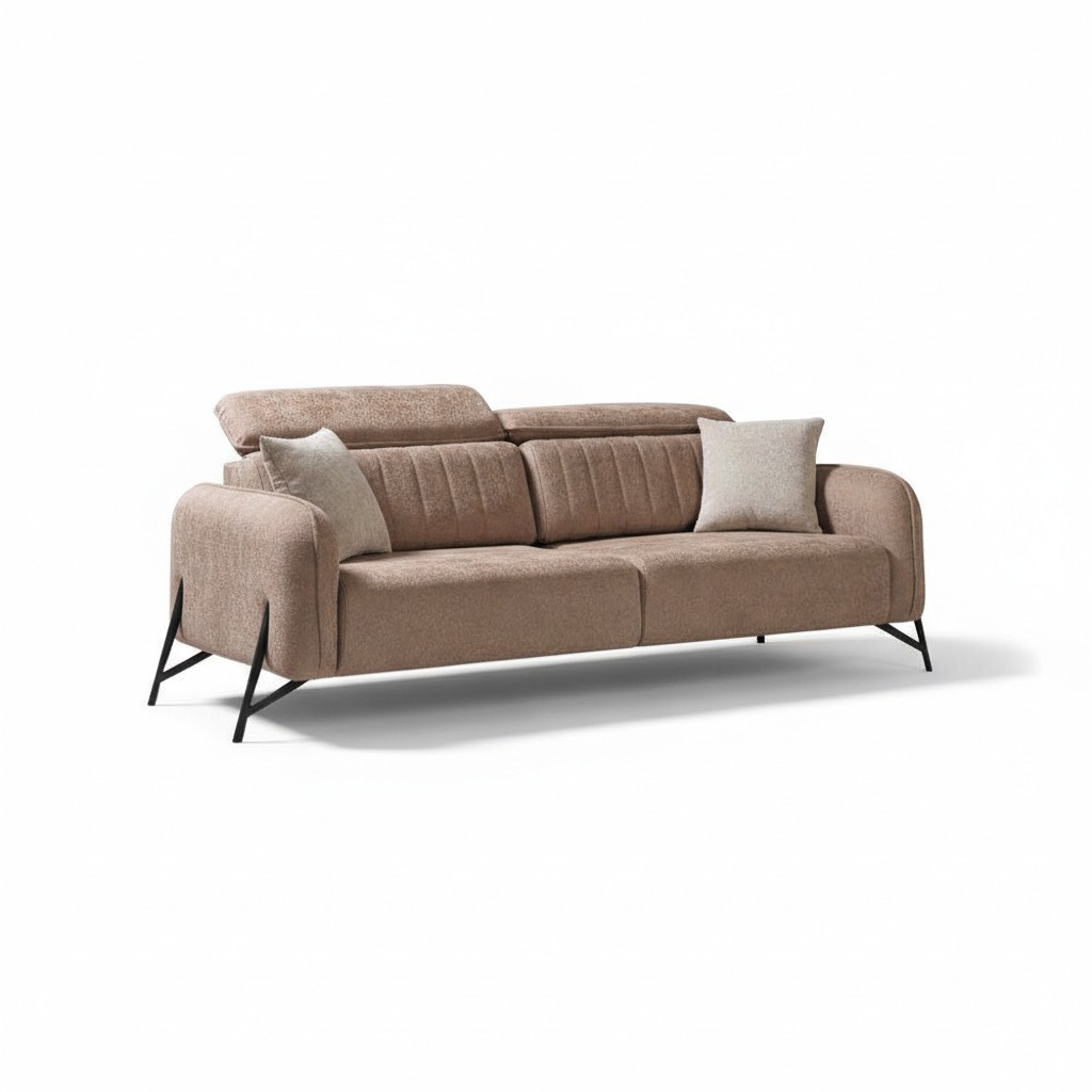 Beige living room sofa designer 3 seater fabric sofa luxury upholstered furniture