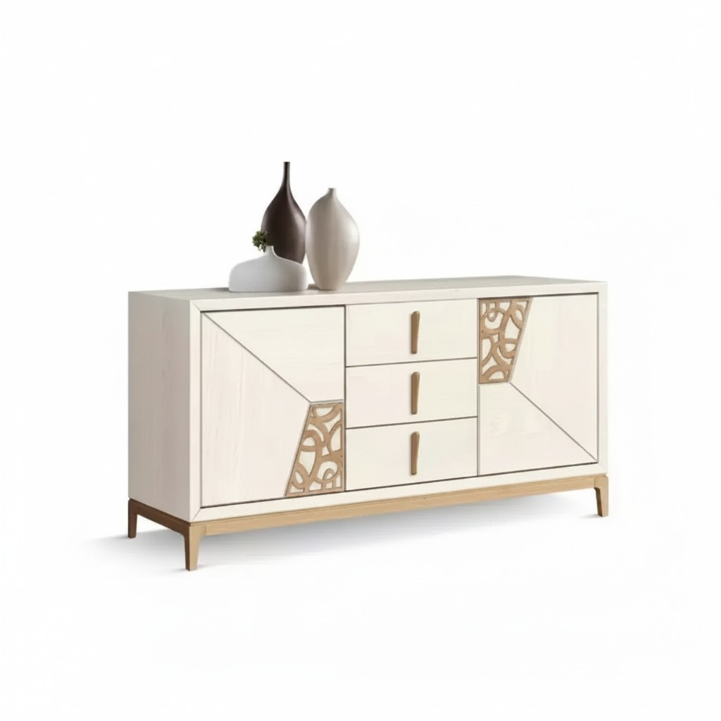 Beige sideboard luxury highboard designer living room wood furniture new
