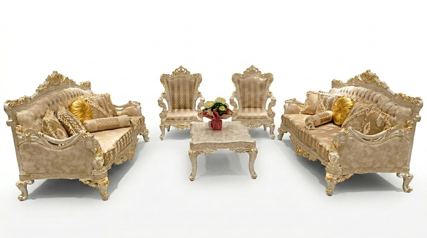 Beige sofa set Sofa set 5 pcs. coffee table Sofa set Couch furniture