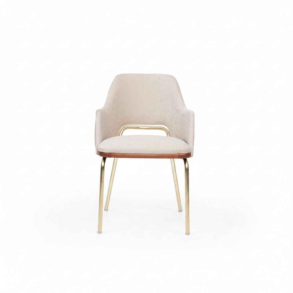 Beige Stainless Steel Chair Metal Frame Dining Room Single Seater Luxury Chairs New