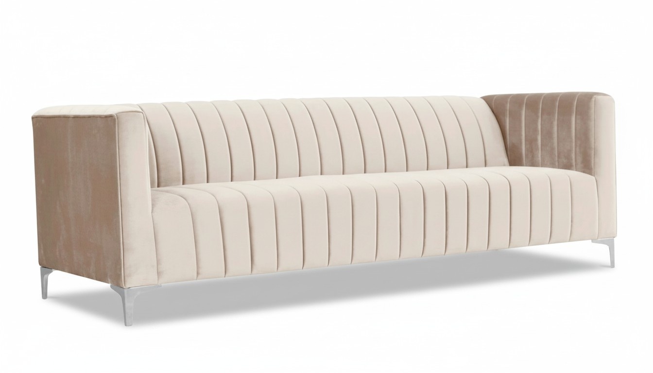 Beige Three Seater Fabric Living Room Design Couches Upholstery Sofas Beige Velvet