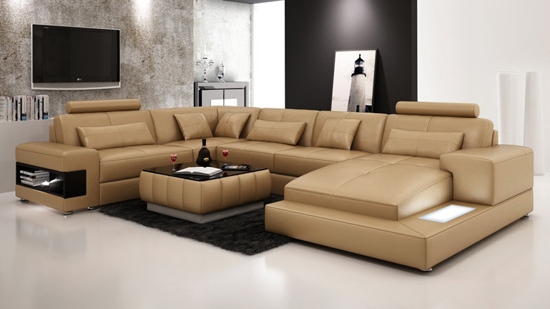 Leather Sofa Couch Living Area Corner Sofa Corner Set Design Modern New Sofa L6014