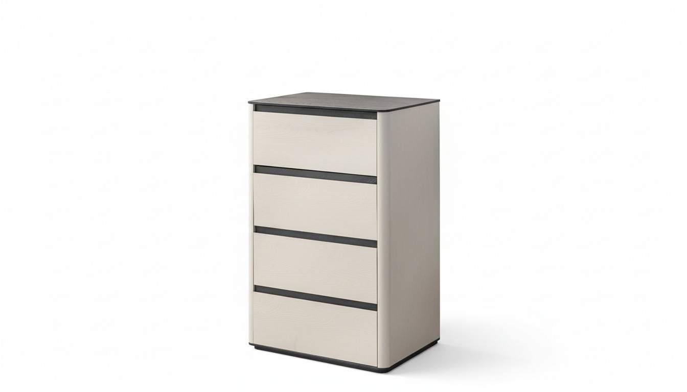 Beige wooden chest of drawers 4-door wooden wardrobe bedroom Elegant add-on wardrobe