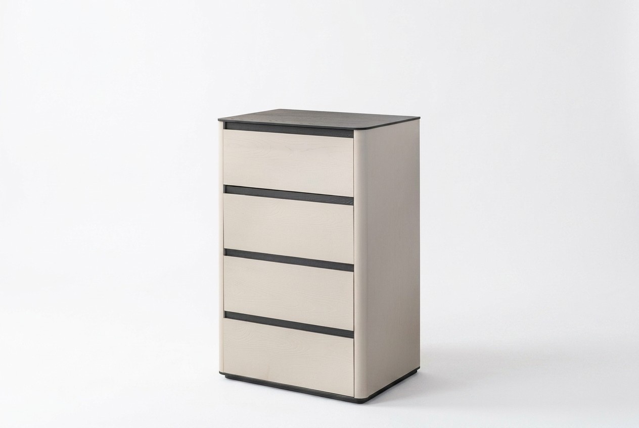 Beige wooden chest of drawers 4-door wooden wardrobe bedroom Elegant add-on wardrobe