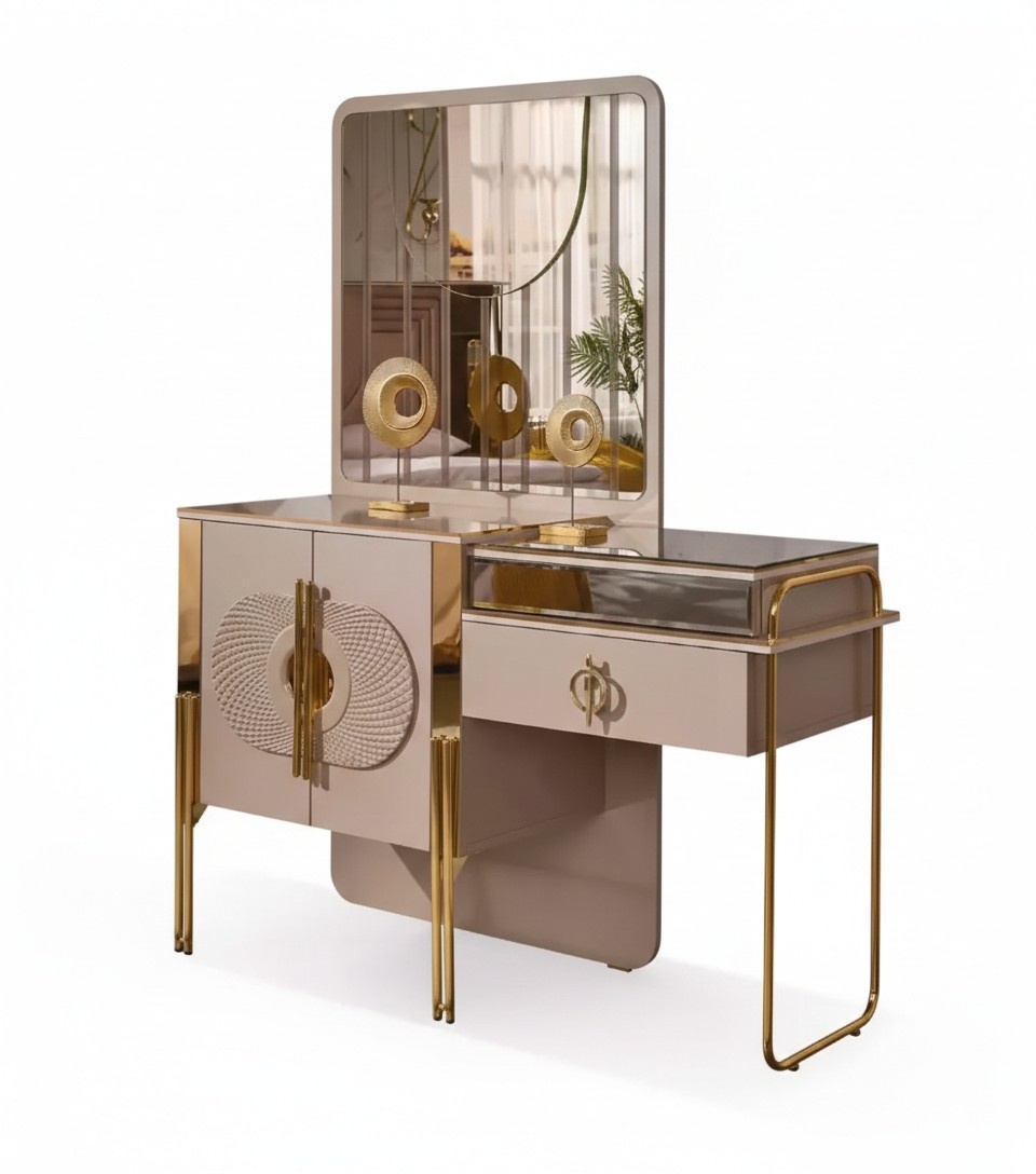 Beige Dressing Table Wooden Console Table Bedroom Furniture Dressing Table