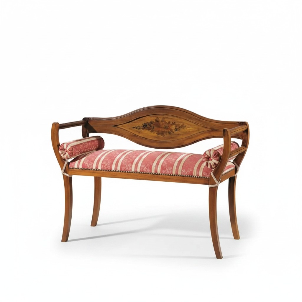 Bench designer upholstered bench textile living room Classic seating furniture