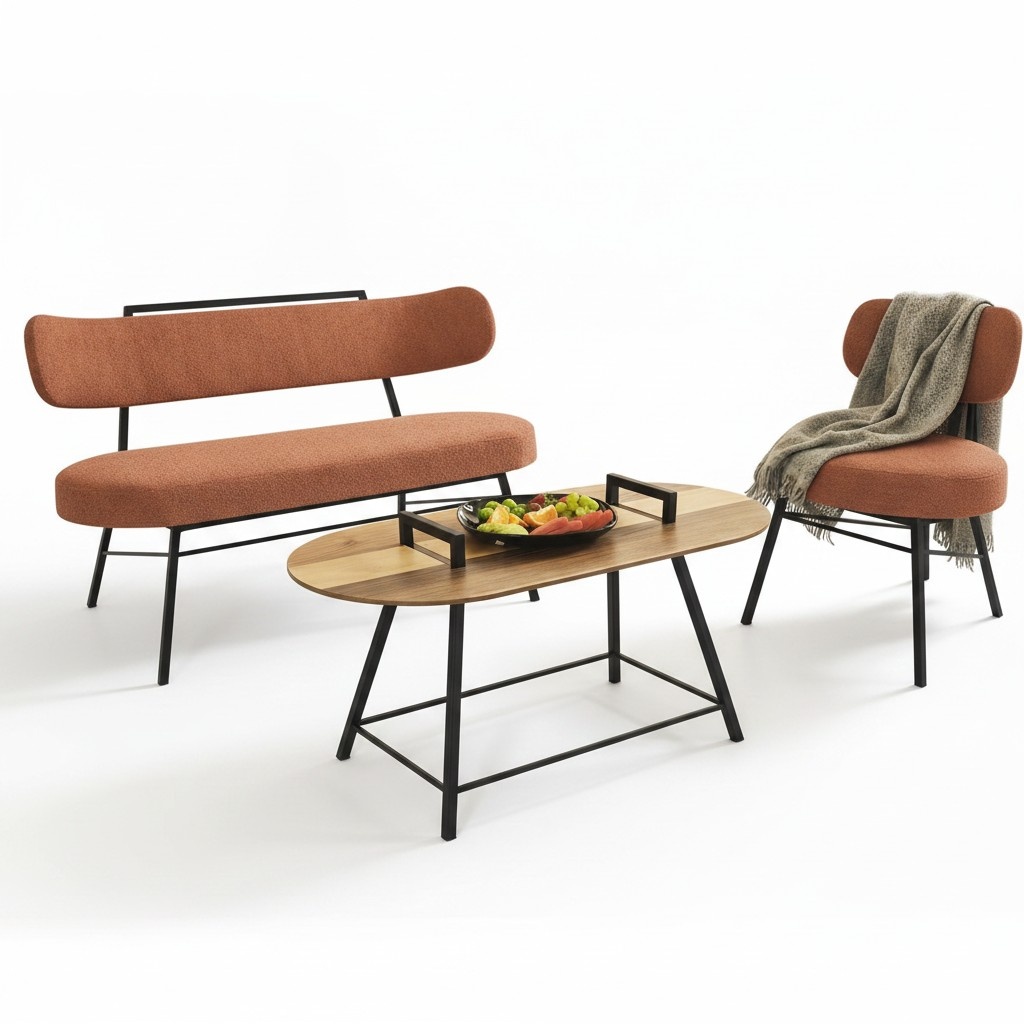 Bench Living Room Bench Upholstered Seating Fabric Textile Coffee Table