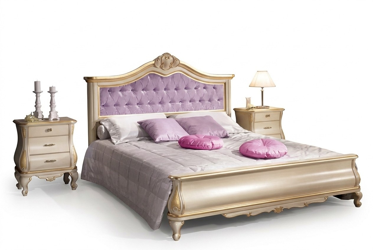 Bed Design Luxurious Chesterfield Double Bed for Bedroom Wooden Furniture Bed