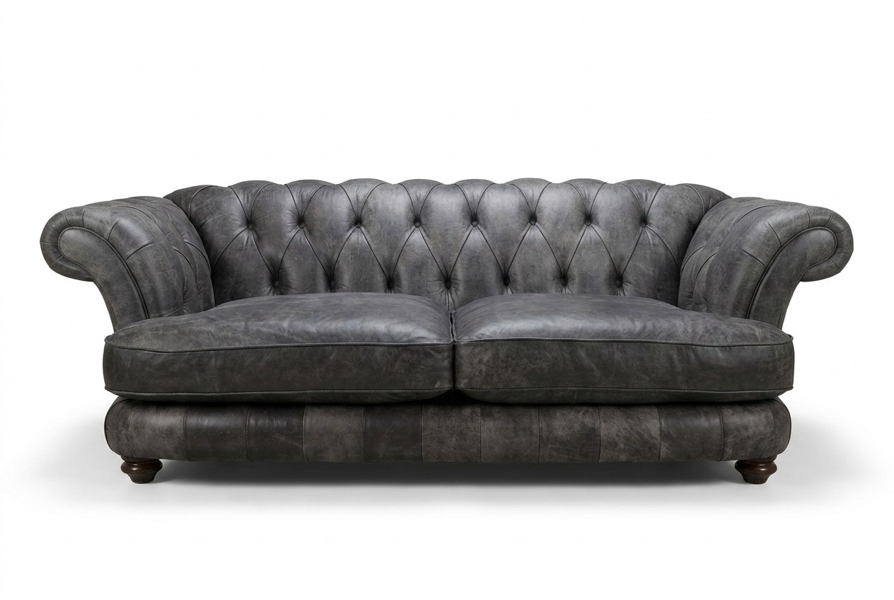 Big XXL Chesterfield Couch Deep seating upholstery sofa leather luxury sofas new with pads