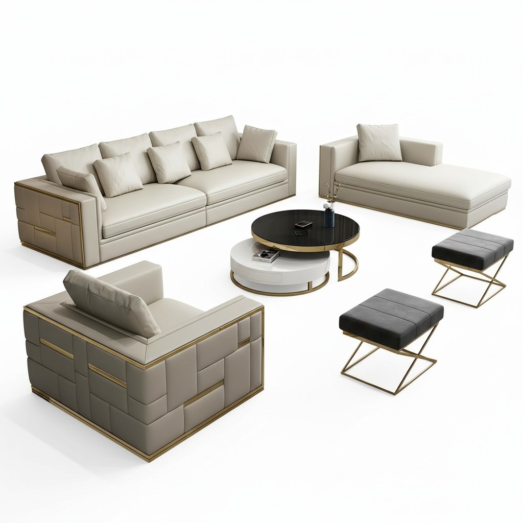Big XXL luxury sofa couch upholstery seat leather set 4+1 seater couches sofas