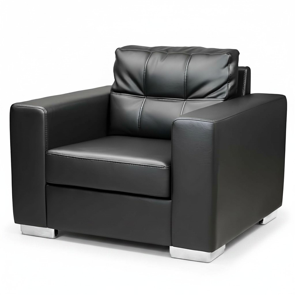 Black armchair faux leather single seater living room relax new 1 seater