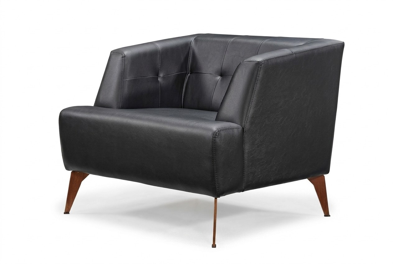 Black faux leather armchair living room upholstered single seat TV chair