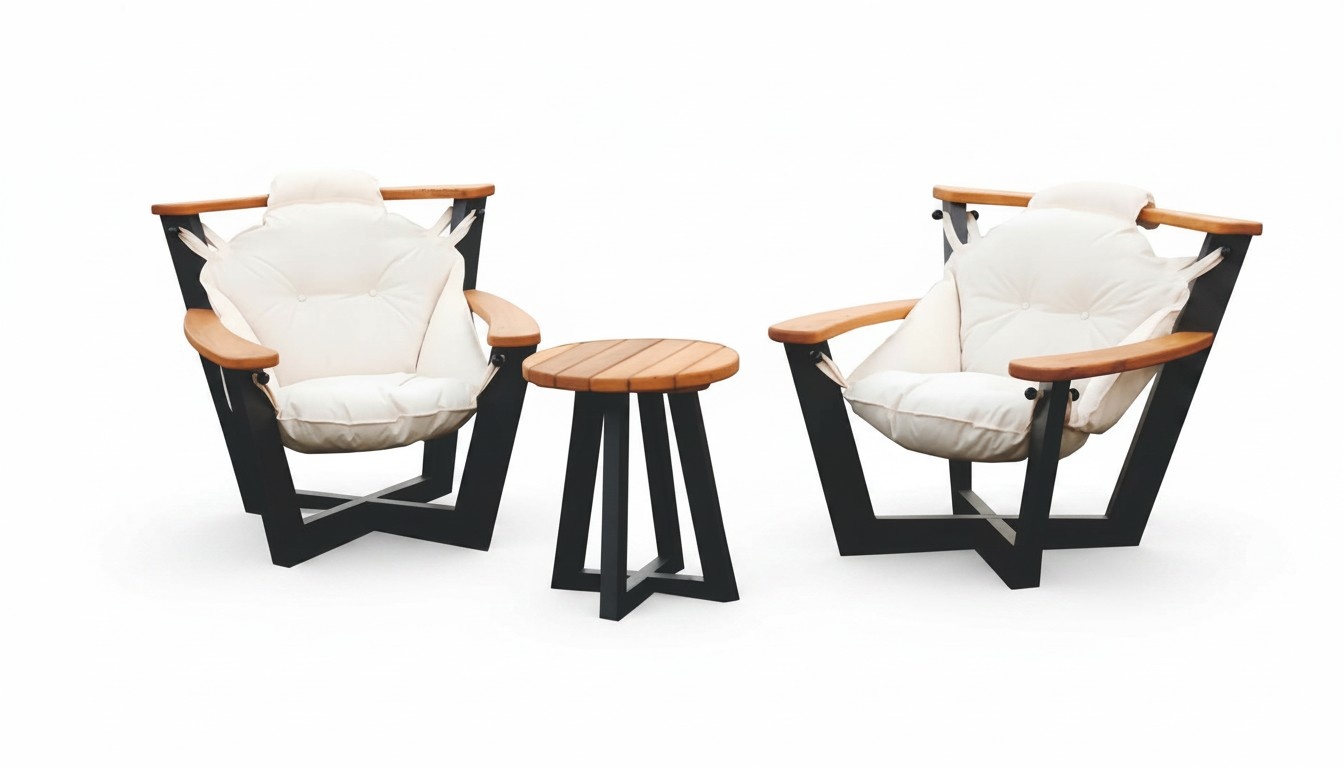 Black Brown Armchair Set Garden Furniture Cushion Seating Furniture 3-piece Outdoor