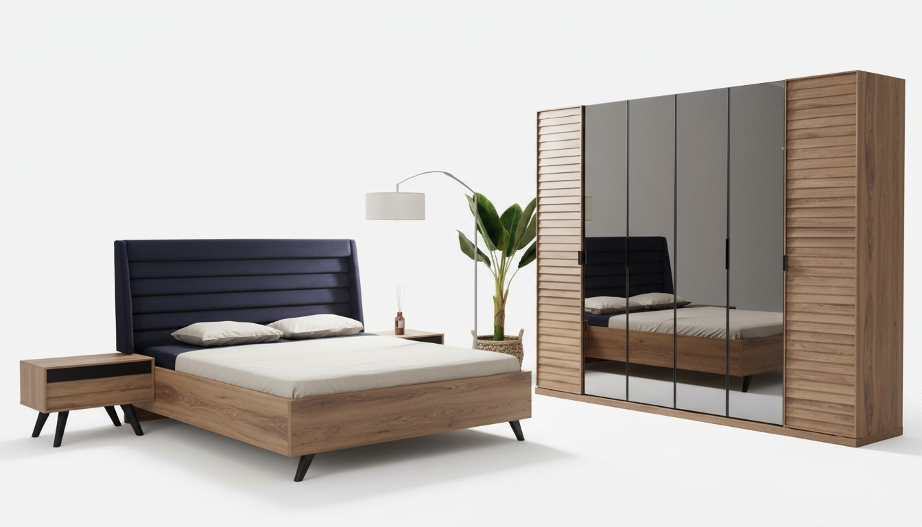 Black Brown Bed Frame Double Bed Bedroom Furniture Designer Bed