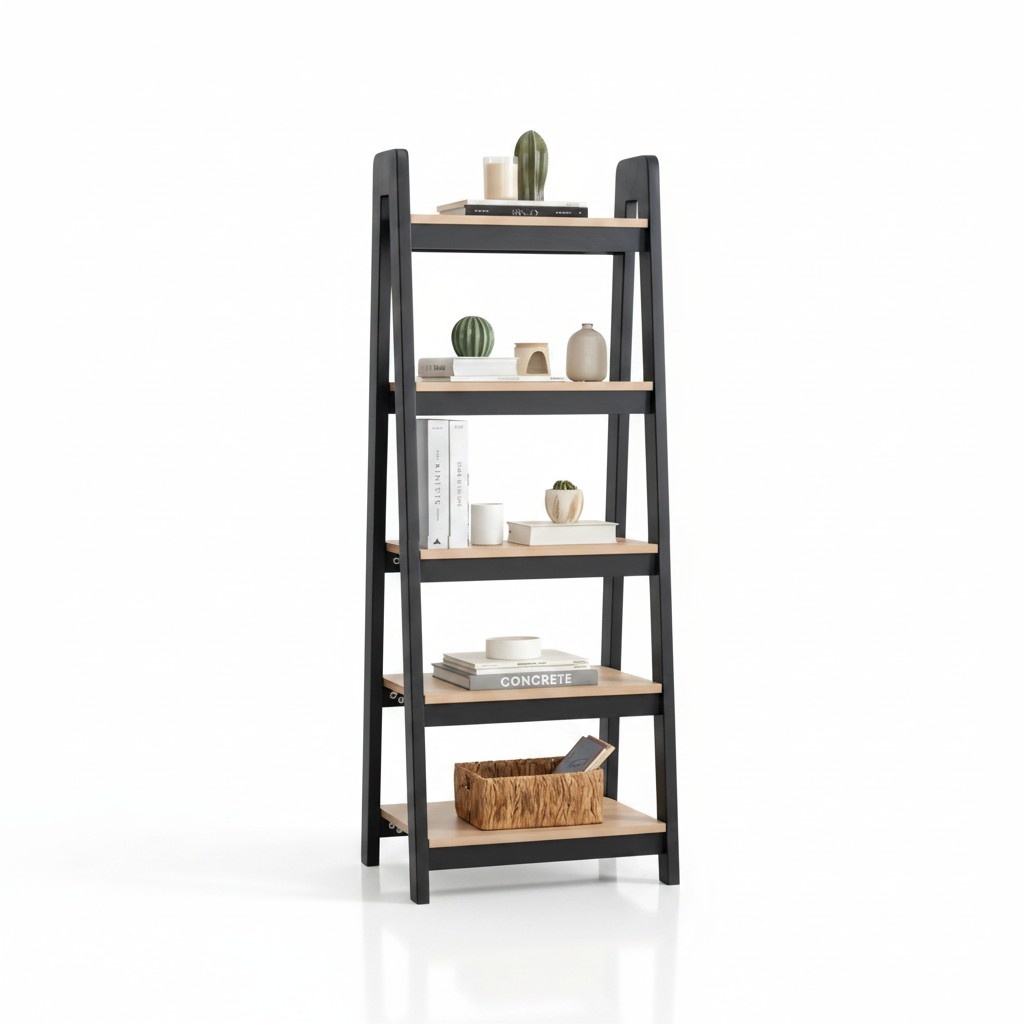 Black-Brown Bookshelf Designer Wall Shelf Office File Rack Stand