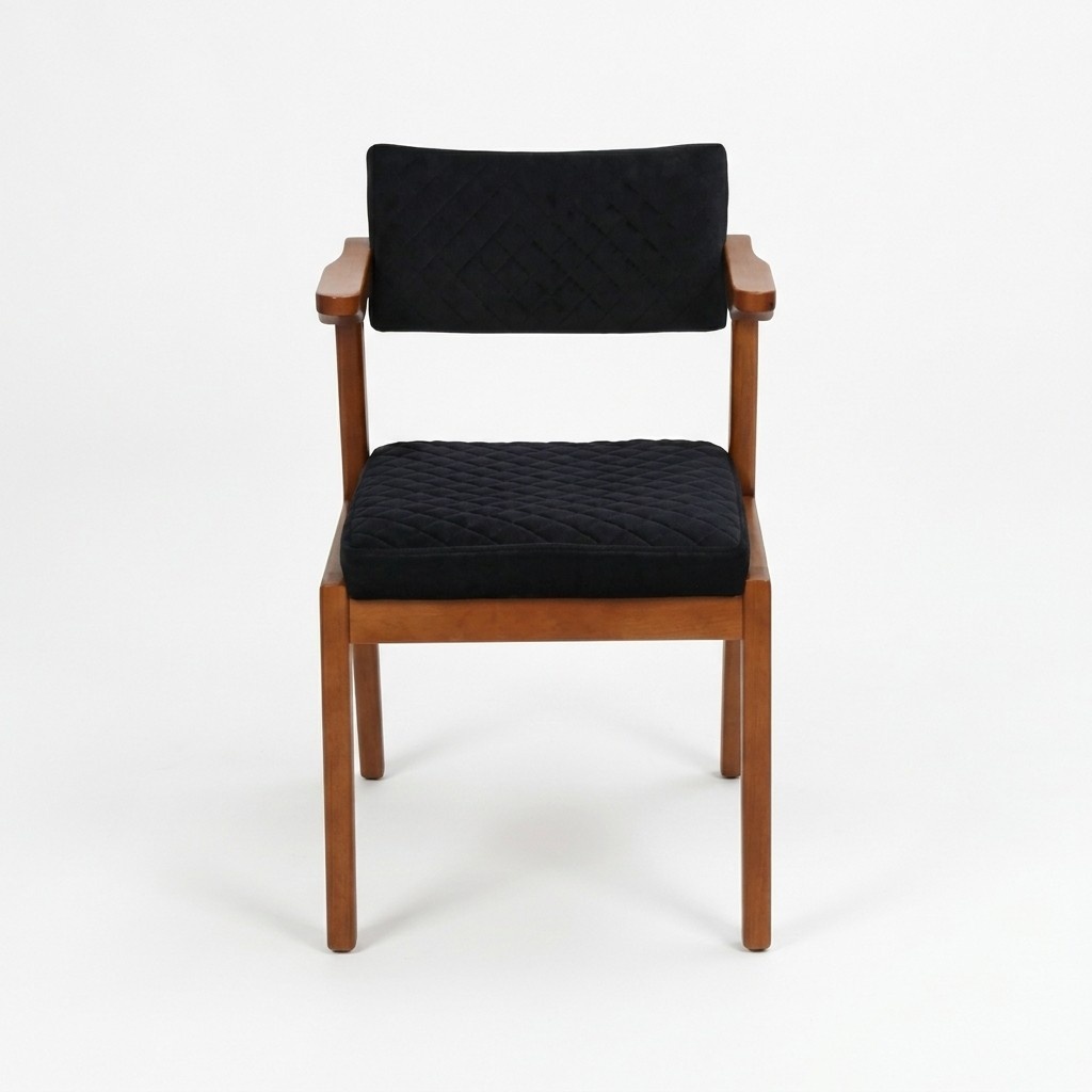 Black-Brown Single Seater With Armrests Designer Dining Chairs