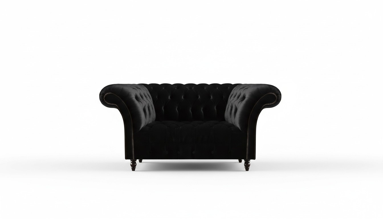 Black Chesterfield luxury sofa living room two-seater designer furniture