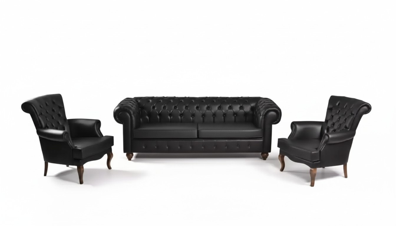 Black Chesterfield sofa set Complete office furniture Modern furniture