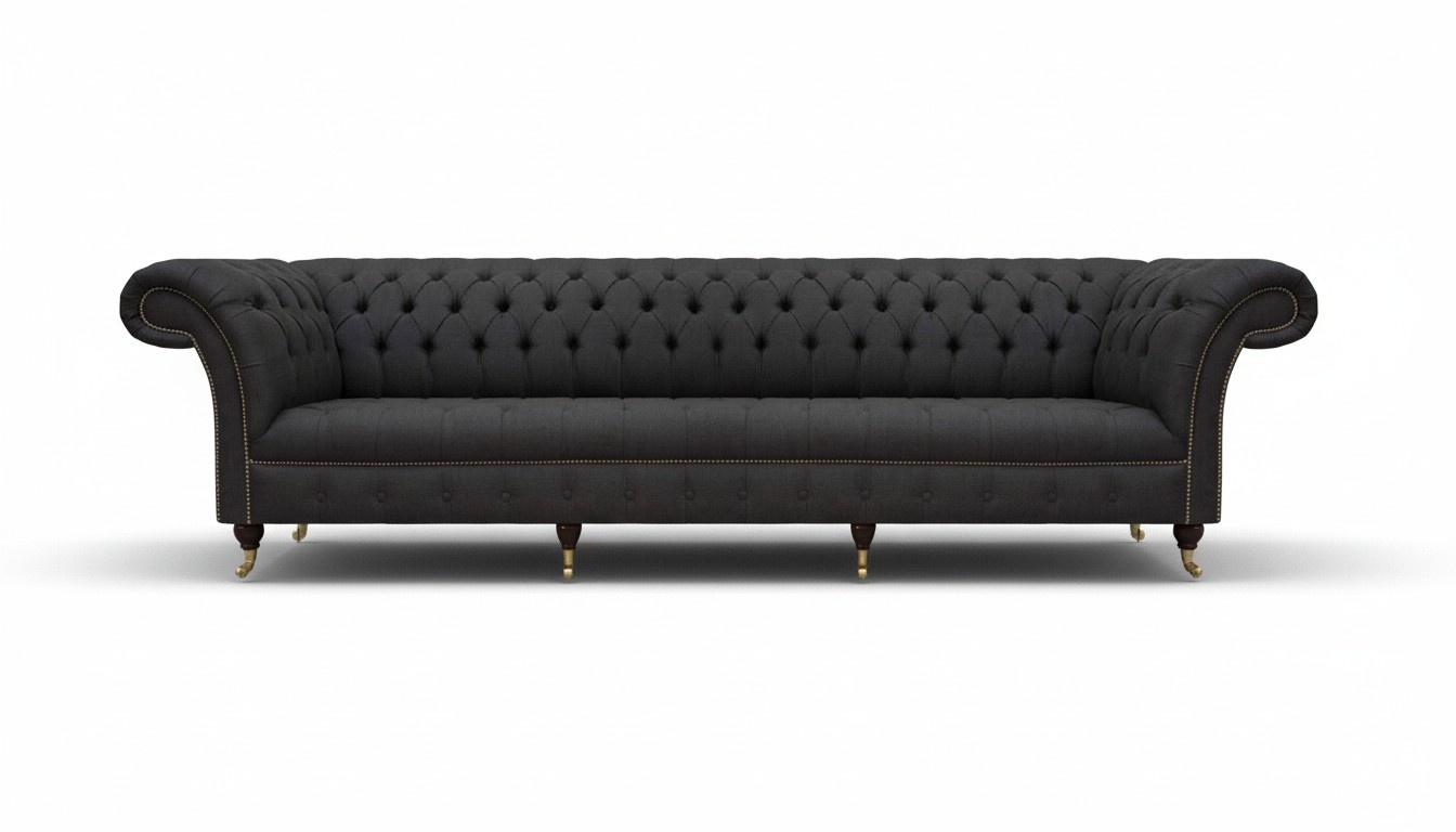 Black Chesterfield upholstered couch Exclusive living room sofa 4-seater