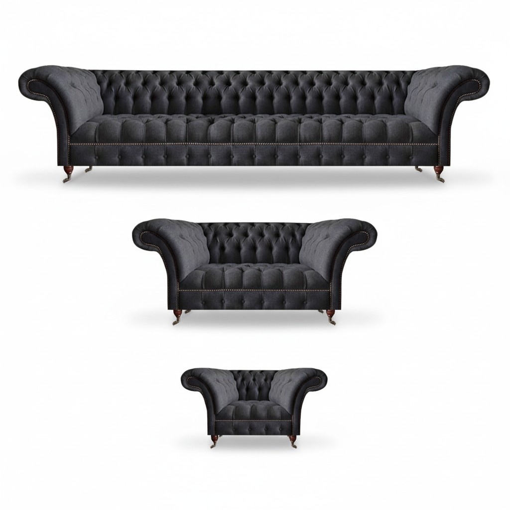 Black Chesterfield fabric seating furniture sofa sets