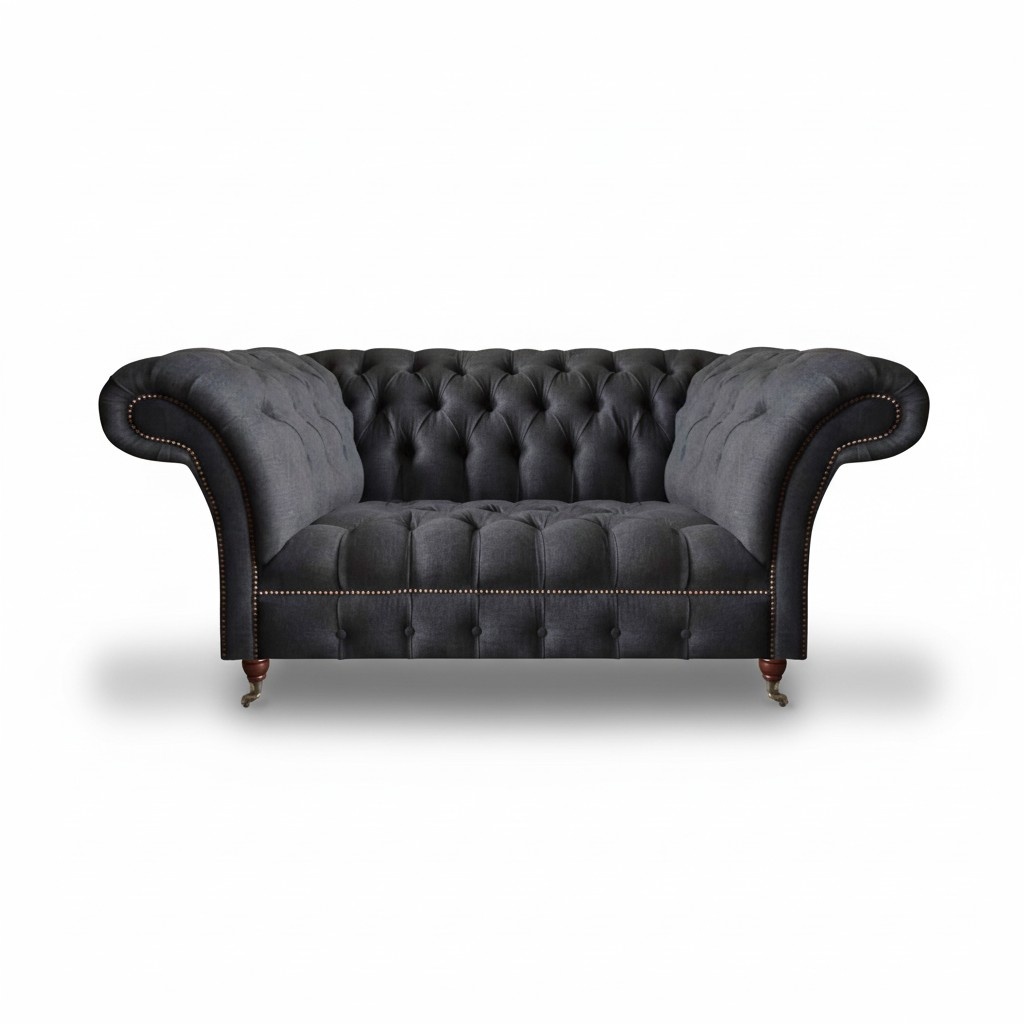 Black Chesterfield Upholstered Sofa Living Room Designer Upholstered Couches