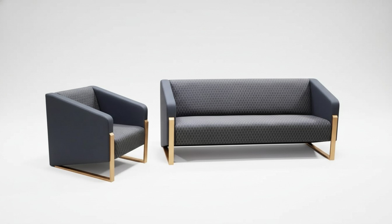 Black complete sofa set office furniture textile seater three seater armchair