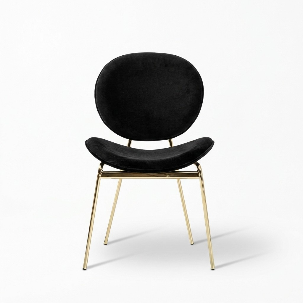 Black designer chair with stainless steel legs Modern dining chairs