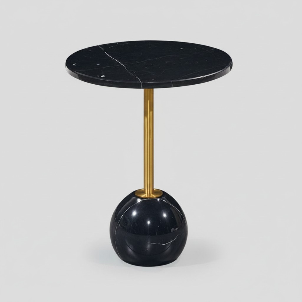 Black and gold side table Modern living room marble coffee tables