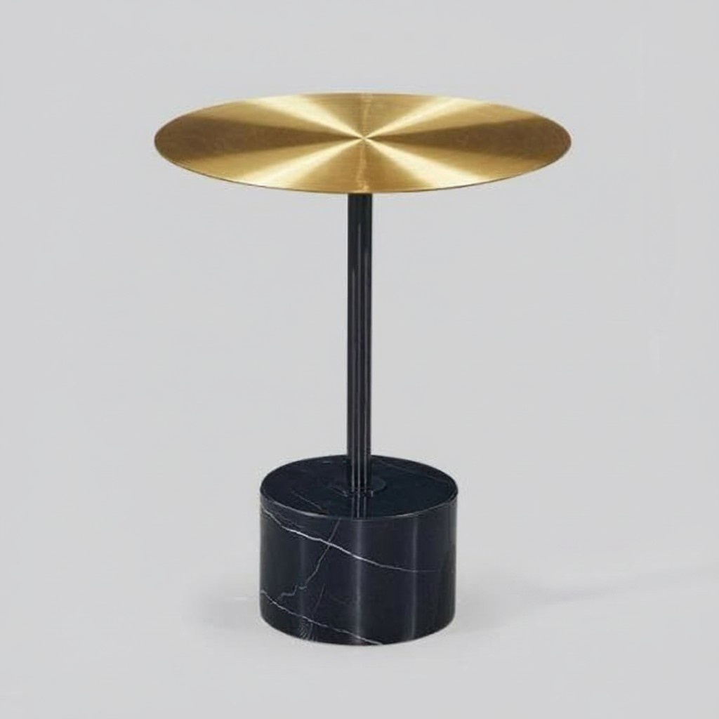 Black and gold side table Round storage table Living room tables New