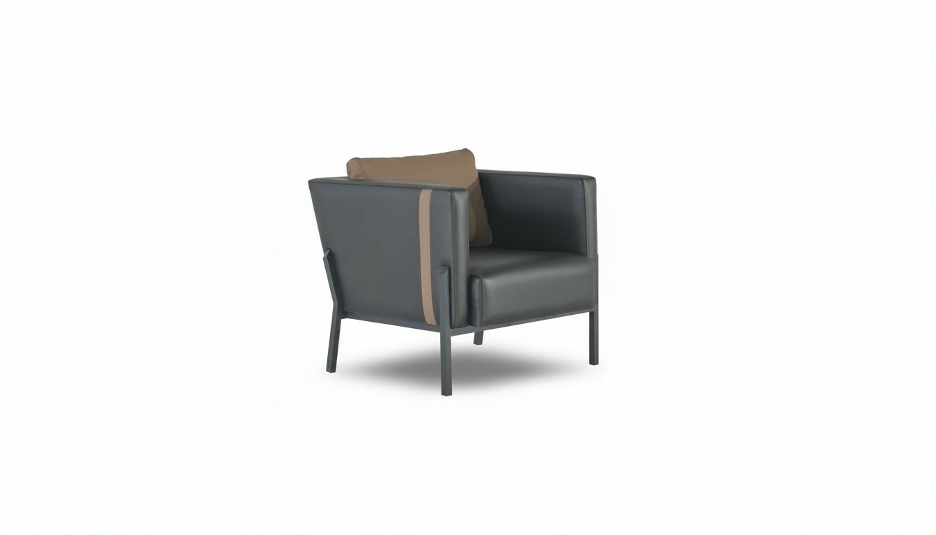 Black leather armchair study designer single seater leather seating